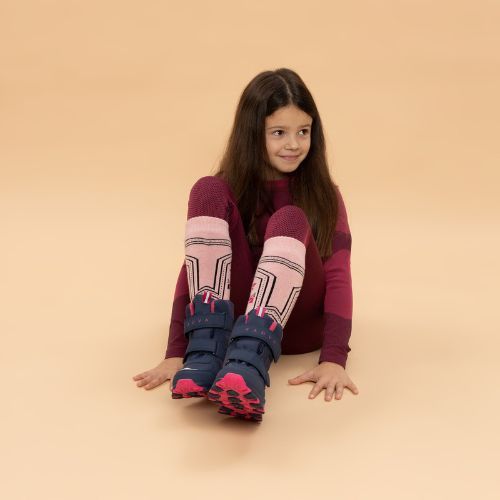 Stivali da neve per bambini KADVA Snowey Mid WaterProof blu/navy/fucsia