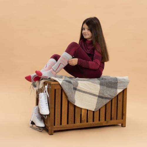 Calze da sci per bambini KADVA Woolan Jrg grigio/rosa
