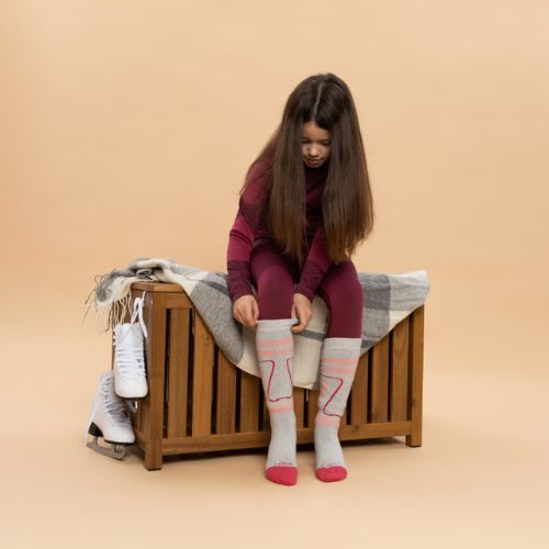 Calze da sci per bambini KADVA Woolan Jrg grigio/rosa