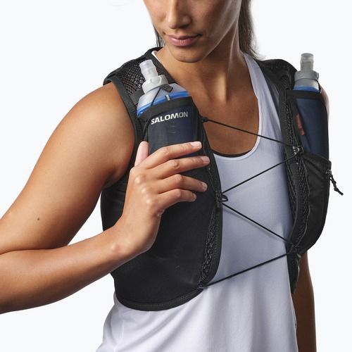 Gilet da corsa Salomon Active Skin 4 nero/metallo da donna