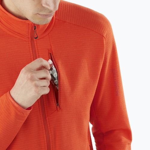 Felpa da trekking Salomon Essential Lightwarm FZ da uomo pomodoro ciliegia