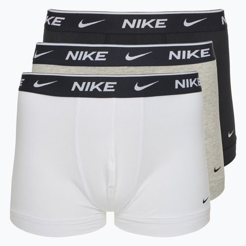 Boxer da uomo Nike Everyday Cotton Stretch Trunk 3 paia bianco/grigio heather/nero