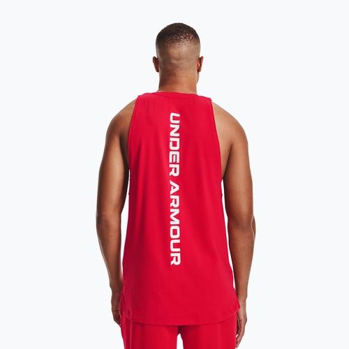 Under Armour Baseline Cotton Tank rosso/bianco/bianco, maglia da basket da uomo