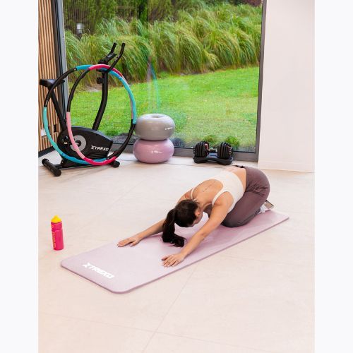 XTREXO NBR 15 mm tappetino per esercizi con cintura rosa