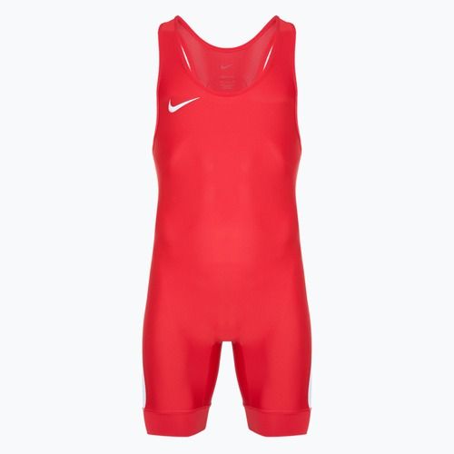 Tuta Nike Grappler Elite Singlet bianca e scarlatta da uomo