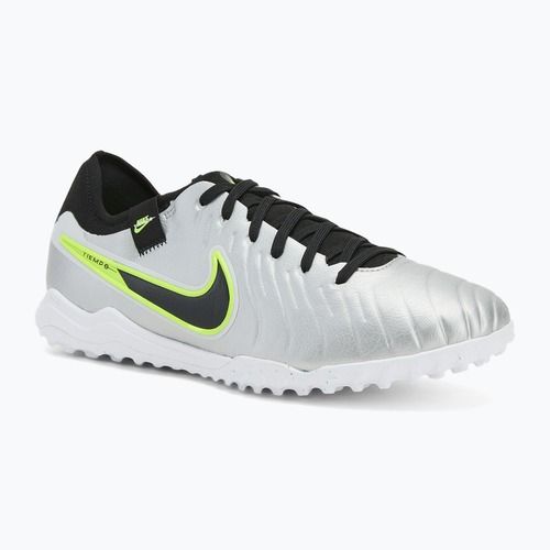 Scarpe da calcio da uomo Nike Tiempo Legend 10 Pro TF argento metallico/volt/nero