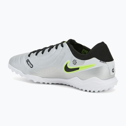 Scarpe da calcio da uomo Nike Tiempo Legend 10 Pro TF argento metallico/volt/nero