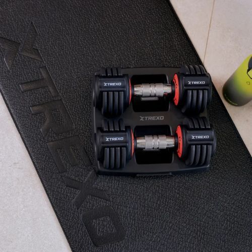 Set di manubri regolabili TREXO 2 x 5,75 kg nero