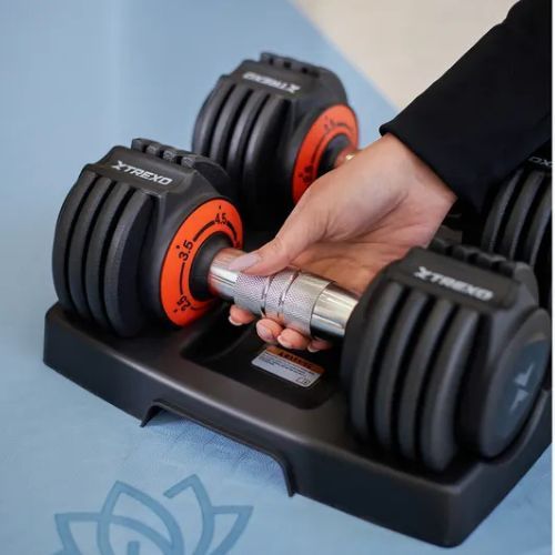Set di manubri regolabili TREXO 2 x 5,75 kg nero