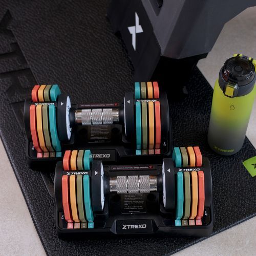 Set di manubri regolabili TREXO 2 x 10 kg multicolore