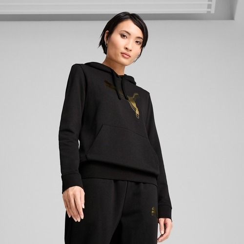 Felpa da donna PUMA ESS Metalic Hoodie TR puma nero/oro metallico