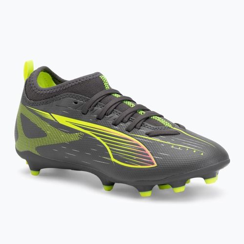 PUMA Ultra 5 Match FG/AG Jr scarpe da calcio per bambini argento invecchiato opaco/allarme giallo/puma argento invecchiato