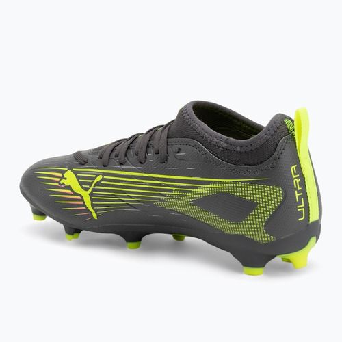 PUMA Ultra 5 Match FG/AG Jr scarpe da calcio per bambini argento invecchiato opaco/allarme giallo/puma argento invecchiato