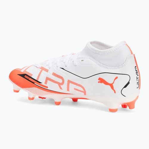 Scarpe da calcio da uomo PUMA Ultra 5 Play+ FG/AG puma bianco/puma nero/rosso brillante