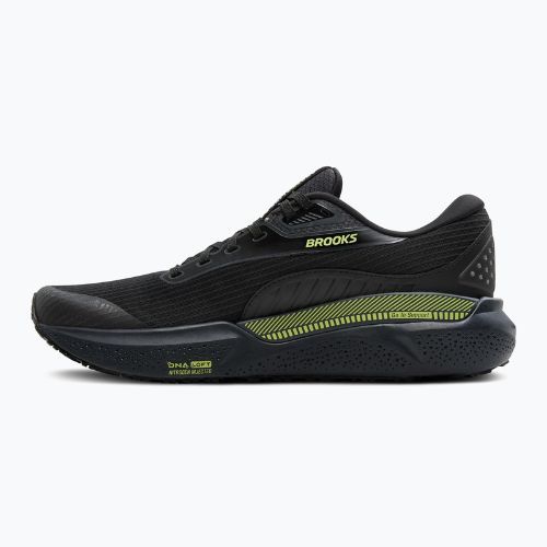 Scarpe da corsa Brooks Adrenaline GTS 24 da uomo, nero/ebano/nuovo giallo, resistenti alle intemperie