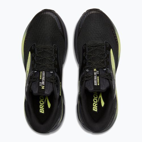Scarpe da corsa Brooks Adrenaline GTS 24 da uomo, nero/ebano/nuovo giallo, resistenti alle intemperie