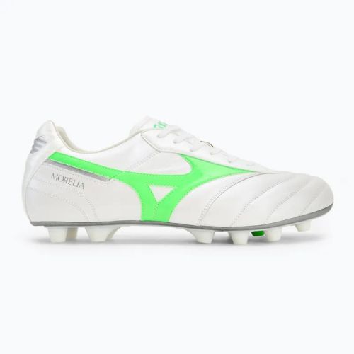 Mizuno Morelia II Elite Md bianco/neon green/galaxy silver scarpe da calcio uomo