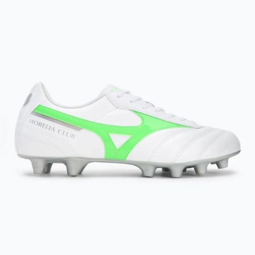 Mizuno Morelia II Club Md bianco/verde neon/argento galassia scarpe da calcio uomo
