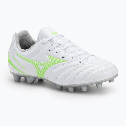 Scarpe da calcio per bambini Mizuno Monarcida Neo III Select Jr Md bianco/verde neon
