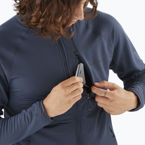 Felpa da trekking Salomon Lightwarm Full Zip uomo blu notte