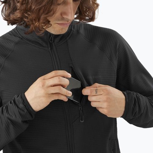 Felpa Salomon Lightwarm Full Zip trekking uomo nero profondo