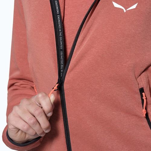 Felpa trekking Salewa donna Agner Hemp 2 con cappuccio rosso etrusco