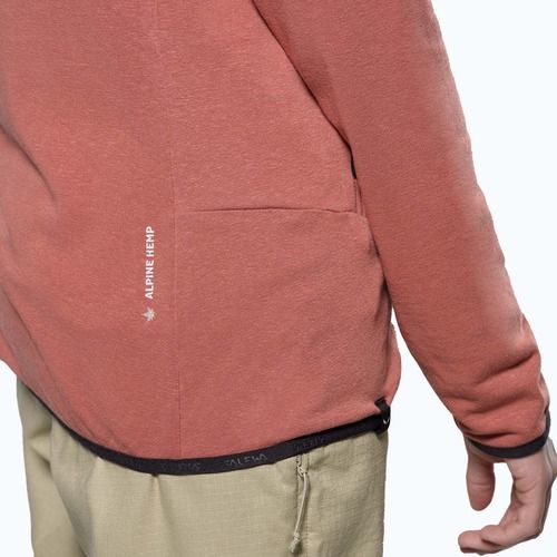 Felpa trekking Salewa donna Agner Hemp 2 con cappuccio rosso etrusco