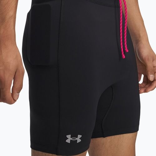 Leggings da corsa Under Armour Trail Launch Pro Half Tight da uomo, nero/riflettente
