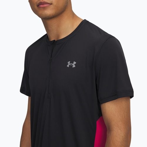 Maglietta da corsa Under Armour Trail Run Zip uomo nero/fucsia sfumato/riflettente