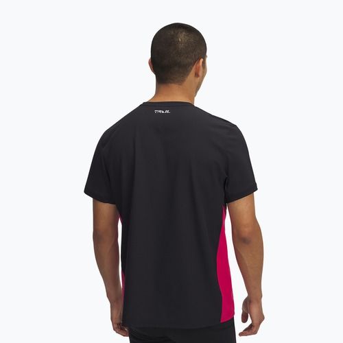 Maglietta da corsa Under Armour Trail Run Zip uomo nero/fucsia sfumato/riflettente