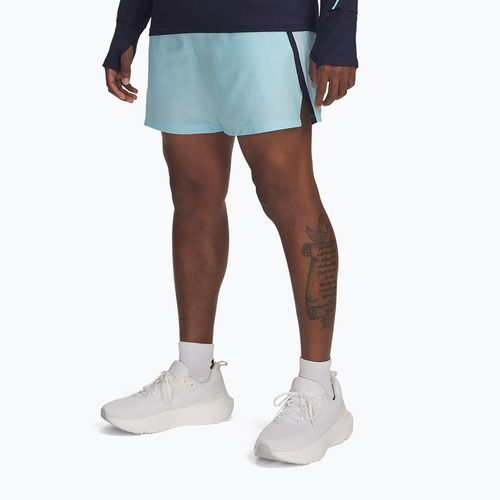 Pantaloncini da corsa Under Armour Launch 5" uomo stream / midnight navy / riflettente