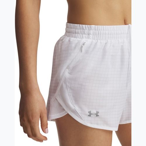 Pantaloncini da corsa Under Armour Fly By 3" Novelty bianchi/riflettenti da donna