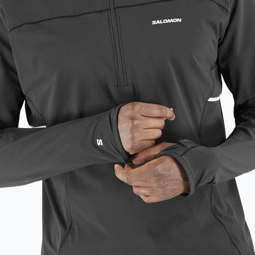Felpa da running Salomon Sense Aero Hybrid Half Zip Uomo con cappuccio nero profondo
