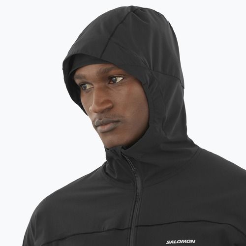 Felpa da running Salomon Sense Aero Hybrid Half Zip Uomo con cappuccio nero profondo