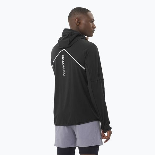 Felpa da running Salomon Sense Aero Hybrid Half Zip Uomo con cappuccio nero profondo