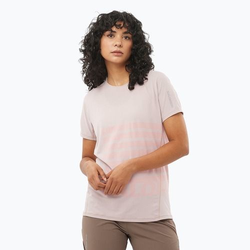 Maglietta da running donna Salomon Sense Aero Tee GFX etherea/neon flame