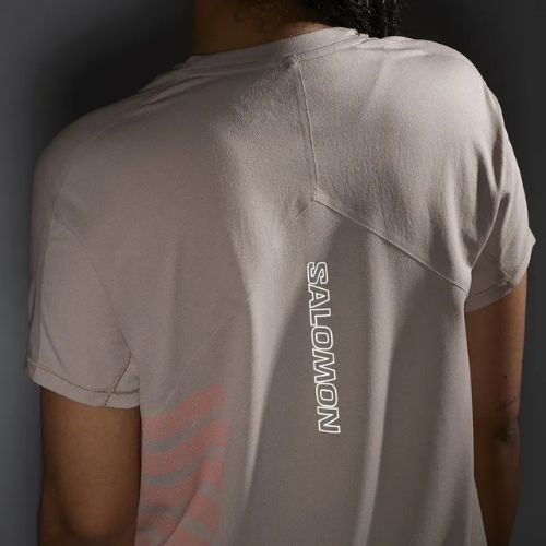 Maglietta da running donna Salomon Sense Aero Tee GFX etherea/neon flame