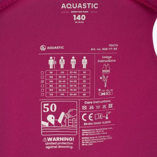 Gilet di assicurazione AQUASTIC Youth 50N per bambini, rosa