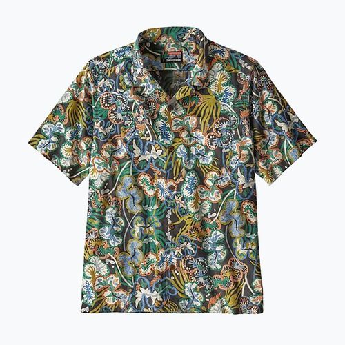 Camicia Tidal Threads Camp da uomo di Patagonia in nero sottomarino/rosa