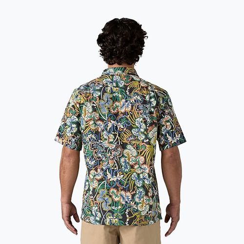 Camicia Tidal Threads Camp da uomo di Patagonia in nero sottomarino/rosa