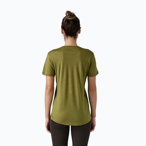 Camicia grafica da donna Patagonia Cap Cool Merino Blend fitz roy loss: verde sciacquato