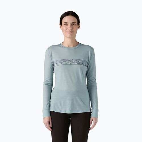 Patagonia Cap Cool Merino Blend Graphic stripe longsleeve donna: blu termico