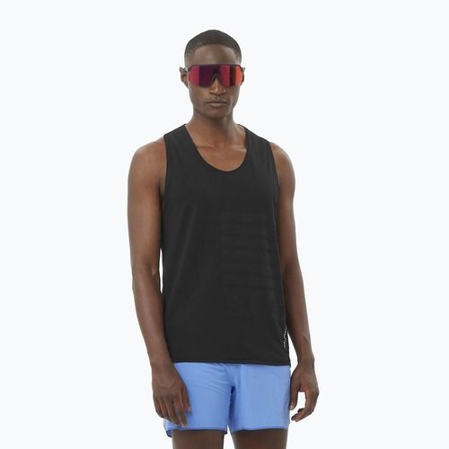 Canotta da corsa da uomo Salomon Sense Aero Singlet GFX nero profondo