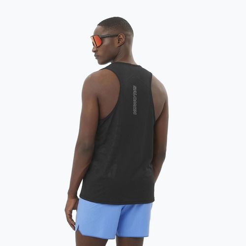 Canotta da corsa da uomo Salomon Sense Aero Singlet GFX nero profondo