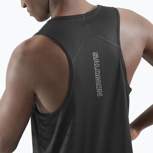 Canotta da corsa da uomo Salomon Sense Aero Singlet GFX nero profondo