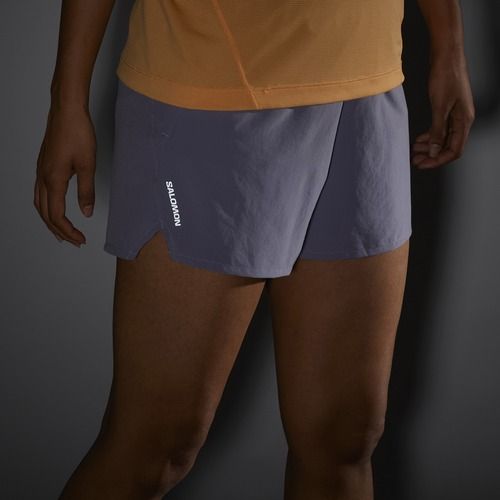 Pantaloncini da corsa Salomon SHAKEout Core 4" donna blu granito