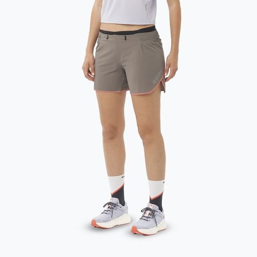 Pantaloncini da corsa Salomon Sense Aero 5" da donna in ferro/fiamma di neon