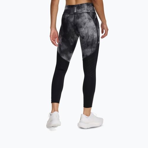 Leggings da corsa Under Armour Launch Printed Ankle da donna, nero/riflettente