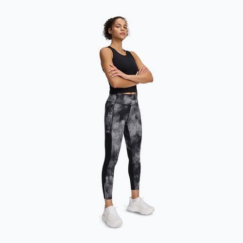Leggings da corsa Under Armour Launch Printed Ankle da donna, nero/riflettente