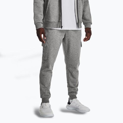 Pantaloni Under Armour Rival Fleece Cargo Jogger Uomo castlerock light heather / bianco